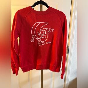 Glossier Red Graphic Crewneck Sweatshirt Size XS